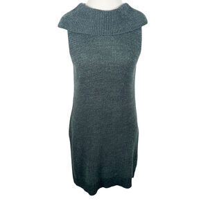 ii Sisters Green marled knit Sweater Dress Tunic Cowl Neck Chic One Size OS